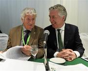 18 July 2015; FAI Chief Executive John Delaney, with Milo Corcoran, Chairman International committee, during the Football Association of Ireland AGM. Clarion Hotel, Sligo. Picture credit: David Maher / SPORTSFILE