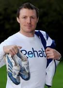 20 October 2008; Rehab has teamed up with some of Ireland’s most prominent sporting figures in a unique fundraising initiative ahead of the Dublin City Marathon on Monday, 27th October, in which former Ireland and Leinster star, Eric Miller will be representing Rehab. The fundraising initiative will see the online auction on eBay of exclusive sporting memorabilia, donated by sporting stars like Leinster’s Felipe Contepomi and Rob Kearney, Kilkenny legend, Brian Cody and the Munster Rugby team. Sports fans can log onto www.ebay.ie to bid for items such as Felipe Contepomi’s signed Leinster Jersey, Rob Kearney’s signed boots worn on his Leinster debut, Brian Cody’s trademark peaked cap, which he wore when Kilkenny won their historic three in a row, a Munster jersey signed by the team and much more.  The auction will run from Monday, 20th October, with the bids closing on Saturday on October 25th. Fans who miss out but still want to directly contribute to Eric’s marathon fundraising attempt can log onto www.mycharity.ie/event/ericmiller/. Pictured at the launch is former Leinster and Ireland rugby star Eric Miller. Fitzwilliam Square, Dublin. Picture credit: Stephen McCarthy / SPORTSFILE