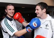 20 October 2008; Kildare players Daryl Flynn, left, and Gary White at the launch of the Kildare GAA Fight Night. Time: bar + venue, Naas, Co. Kildare. Picture credit: David Maher / SPORTSFILE