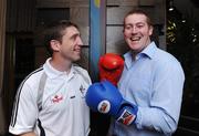 20 October 2008; Kildare manager Kieran McGeeney, left, with David Nevin, Naas Rugby Football Club, at the launch of the Kildare GAA Fight Night. Time: bar + venue, Naas, Co. Kildare. Picture credit: David Maher / SPORTSFILE