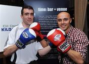 20 October 2008; John Doyle, left, Kildare, with Ray Shah, presenter, at the launch of the Kildare GAA Fight Night. Time: bar + venue, Naas, Co. Kildare. Picture credit: David Maher / SPORTSFILE