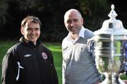 22 October 2008; Bohemians manager Pat Fenlon, left, and St. Patrick’s Athletic manager Johnny McDonnell pictured during a photocall ahead of their FAI Ford Cup Semi-Final . FAI Ford Cup Semi-Final press conference with St. Patrick’s Athletic and Bohemians. Merrion Square, Dublin. Picture credit: David Maher / SPORTSFILE