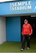 18 July 2015; Tyrone manager Mickey Harte makes his way out for the start of the game. GAA Football All-Ireland Senior Championship, Round 3B, Tipperary v Tyrone. Semple Stadium, Thurles, Co. Tipperary. Picture credit: Diarmuid Greene / SPORTSFILE