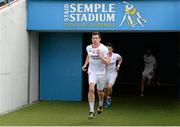 18 July 2015; Tyrone captain Sean Cavanagh leads his team out for the start of the game. GAA Football All-Ireland Senior Championship, Round 3B, Tipperary v Tyrone. Semple Stadium, Thurles, Co. Tipperary. Picture credit: Diarmuid Greene / SPORTSFILE
