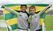18 July 2015; Kerry supporters Ronan O'Shea, left, and Daithi Sugrue, both age eight, from Cahersiveen, Co. Kerry, ahead of the game. Munster GAA Football Senior Championship Final Replay, Kerry v Cork. Fitzgerald Stadium, Killarney, Co. Kerry. Picture credit: Stephen McCarthy / SPORTSFILE