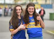 18 July 2015; Tipperary supporters Rachel Doyle, left, and Caoimhe Quinn, from Ardfinnan, Co. Tipperary, before the game. GAA Football All-Ireland Senior Championship, Round 3B, Tipperary v Tyrone. Semple Stadium, Thurles, Co. Tipperary. Picture credit: Diarmuid Greene / SPORTSFILE