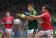 18 July 2015; James O’Donoghue, Kerry, in action against James Loughrey, Cork. Munster GAA Football Senior Championship Final Replay, Kerry v Cork. Fitzgerald Stadium, Killarney, Co. Kerry. Picture credit: Stephen McCarthy / SPORTSFILE