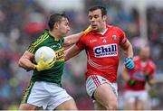 18 July 2015; James O’Donoghue, Kerry, in action against James Loughrey, Cork. Munster GAA Football Senior Championship Final Replay, Kerry v Cork. Fitzgerald Stadium, Killarney, Co. Kerry. Picture credit: Stephen McCarthy / SPORTSFILE