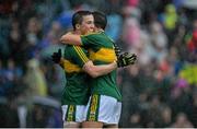 18 July 2015; Paul Murphy, left, and Aidan O'Mahony, Kerry, celebrate at the end of the game. Munster GAA Football Senior Championship Final Replay, Kerry v Cork, Fitzgerald Stadium, Killarney, Co. Kerry. Picture credit: Brendan Moran / SPORTSFILE
