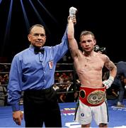 18 July 2015; Carl Frampton is announced victorious over Alejandro Gonzales Jr following their IBF Super-Bantamweight Title Fight. Don Haskins Convention Center, El Paso, Texas, USA. Picture credit: Esther Lin / SHOWTIME / SPORTSFILE