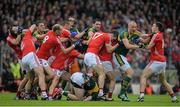 18 July 2015; Players from both sides get involved after an incident between Alan O'Connor, Cork and Paul Geaney, Kerry. Munster GAA Football Senior Championship Final Replay, Kerry v Cork, Fitzgerald Stadium, Killarney, Co. Kerry. Picture credit: Brendan Moran / SPORTSFILE
