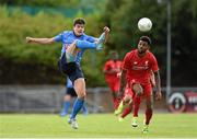 19 July 2015; Josh Collins, UCD, in action against Jerome Sinclair, Liverpool XI. Friendly, UCD v Liverpool XI, Belfield Bowl, UCD, Dublin. Picture credit: Matt Browne / SPORTSFILE