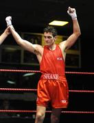 24 October 2008; Shane McGuigan celebrates after beating Martin Lynch during their National U21 Boxing Championships Preliminary Round Light Middleweight bout. National Stadium, Dublin. Photo by Sportsfile