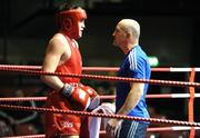 24 October 2008; Shane McGuigan, left, with his father Barry McGuigan during his National U21 Boxing Championships Preliminary Round Light Middleweight bout against Martin Lynch. National Stadium, Dublin. Photo by Sportsfile