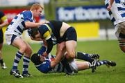 25 October 2008; Rory Kenneally, Dolphin, in action against Michael Rainey and Andrew Gardiner, Dungannon. AIB League Division 1, Dungannon v Dolphin, Stevenson Park, Dungannon, Co. Tyrone. Picture credit: Oliver McVeigh / SPORTSFILE