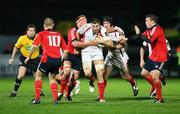 25 October 2008; Ryan Caldwell, Ulster, is tackled by Mick O'Driscoll, Munster. Magners League, Ulster v Munster, Ravenhill Park, Belfast, Co. Antrim. Picture credit: Oliver McVeigh / SPORTSFILE