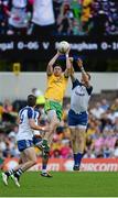 19 July 2015; Martin McElhinney, Donegal, in action against Owen Lennon, Monaghan. Ulster GAA Football Senior Championship Final, Donegal v Monaghan, St Tiernach's Park, Clones, Co. Monaghan. Picture credit: Dáire Brennan / SPORTSFILE
