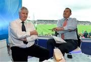 19 July 2015;  RTE's Michael Lyster, left, with former Dublin footballer Ciarán Whelan. Connacht GAA Football Senior Championship Final, Mayo v Sligo, Dr. Hyde Park, Roscommon. Picture credit: David Maher / SPORTSFILE