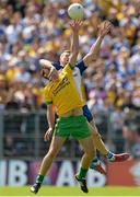19 July 2015; Eamonn McGee, Donegal, in action against Kieran Hughes, Monaghan. Ulster GAA Football Senior Championship Final, Donegal v Monaghan, St Tiernach's Park, Clones, Co. Monaghan. Picture credit: Oliver McVeigh / SPORTSFILE
