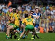 19 July 2015; Conor McManus, Monaghan, in action against Donegal players, left to right, Neil McGee, Frank McGlynn, Mark McHugh, and Darach O'Connor. Ulster GAA Football Senior Championship Final, Donegal v Monaghan, St Tiernach's Park, Clones, Co. Monaghan. Picture credit: Dáire Brennan / SPORTSFILE