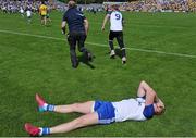 19 July 2015; Kieran Duffy, Monaghan, falls to the ground in celebration after the game. Ulster GAA Football Senior Championship Final, Donegal v Monaghan, St Tiernach's Park, Clones, Co. Monaghan. Picture credit: Dáire Brennan / SPORTSFILE