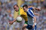 19 July 2015; Karl O'Connell, Monaghan, in action against Colm McFadden, Donegal. Ulster GAA Football Senior Championship Final, Donegal v Monaghan, St Tiernach's Park, Clones, Co. Monaghan. Picture credit: Dáire Brennan / SPORTSFILE