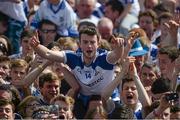 19 July 2015; A Monaghan supporter celebrates on the field after the game. Ulster GAA Football Senior Championship Final, Donegal v Monaghan, St Tiernach's Park, Clones, Co. Monaghan. Picture credit: Dáire Brennan / SPORTSFILE