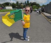 19 July 2015; Lucy Gallagher, aged 3, daughter of Donegal manager Rory, from Killybegs, Co. Donegal, on her way to the game. Ulster GAA Football Senior Championship Final, Donegal v Monaghan, St Tiernach's Park, Clones, Co. Monaghan. Picture credit: Dáire Brennan / SPORTSFILE