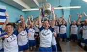 19 July 2015; Monaghan captain Conor McManus and his team-mates celebrate in the dressing room with the Anglo Celt cup. Ulster GAA Football Senior Championship Final, Donegal v Monaghan, St Tiernach's Park, Clones, Co. Monaghan. Picture credit: Oliver McVeigh / SPORTSFILE