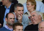 19 July 2015; Former players, Dermot Earley, Kildare, Padraic Joyce, Galway, and Joe Kernan, Armagh, at the game. Ulster GAA Football Senior Championship Final, Donegal v Monaghan, St Tiernach's Park, Clones, Co. Monaghan. Picture credit: Dáire Brennan / SPORTSFILE