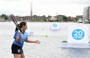 20 July 2015; AIG Insurance today marked their sponsorships of Dublin GAA, Tennis Ireland, New Zealand Rugby, the Golfing Union of Ireland and Irish Ladies Golf Union with an event like no other, the AIG Insurance Summer Splash in Grand Canal Dock. Dublin GAA stars, Bernard Brogan, Johnny McCaffrey, Cian Boland, Sinéad Goldrick and Ali Twomey were joined by former Munster and New Zealand All Black legend Doug Howlett, Irish amateur golfing twins, Leona and Lisa Maguire, and Irish tennis player Jenny Claffey to test their skills in this specially designed skills competition. To celebrate the event, AIG Insurance announced up to 15% discounts on their car, home and travel insurance products, to members of sporting clubs across their sponsorship partners. These are available at www.aig.ie/dubs or on 1890 50 27 27. Pictured taking part in AIG Insurance Summer Splash is Dublin camogie star Ali Twomey. Grand Canal Dock, Dublin. Picture credit: Stephen McCarthy / SPORTSFILE