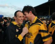 26 October 2008; Clonlara's Ger O'Connell and Tomas O'Donovan, right, celebrate after the game. Clare Senior Hurling Final, Clonlara v Newmarket-on-Fergus, Cusack Park, Ennis, Co. Clare. Picture credit: Pat Murphy / SPORTSFILE