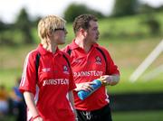 31 August 2008; Derry joint managers, Mary Joe Walls and Pearse McCallan, on the sideline. TG4 All-Ireland Ladies Junior Football Championship Semi-Final, Antrim v Derry, O'Rahilly Park, Mullaghbawn, Co. Armagh. Picture credit: Oliver McVeigh / SPORTSFILE
