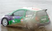 29 October 2008; 2007 WRC Rookie of the Year Shaun Gallagher driving a Citroen C2 rally car with Westlife singer Shane Filan during the Launch of Rally Ireland 2009 which replaces the Monte Carlo rally as the first event of the 2009 WRC Championship. Strandhill, Sligo. Picture credit: Pat Murphy / SPORTSFILE