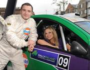 29 October 2008; Model Angela Duggan with Westlife singer Shane Filan during the Launch of Rally Ireland 2009 which replaces the Monte Carlo rally as the first event of the 2009 WRC Championship. Strandhill, Sligo. Picture credit: Pat Murphy / SPORTSFILE