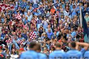 12 July 2015; Dublin and Westmeath supporters cheer on their side during the pre-match parade. Leinster GAA Football Senior Championship Final, Westmeath v Dublin, Croke Park, Dublin. Picture credit: Brendan Moran / SPORTSFILE