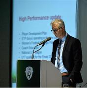 18 July 2015; Ruud Dokter, FAI High Performance Director, speaking during the Football Association of Ireland AGM. Clarion Hotel, Sligo. Picture credit: David Maher / SPORTSFILE