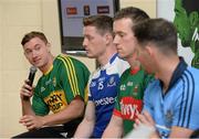 21 July 2015; In attendance at the GAA Football All-Ireland Senior Championship 2015 launch are, from left to right, James O'Donoghue, Kerry, Conor McManus, Monaghan, Cillian O'Connor, and Philly McMahon, Dublin. Legion GAA Club, Killarney, Co. Kerry. Picture credit: Diarmuid Greene / SPORTSFILE