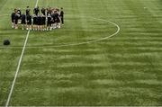 21 July 2015; Dundalk FC manager Stephen Kenny speaks to his players after a press Day ahead of their UEFA Champions League, Second Qualifying Round, Second Leg, game against FC BATE Borisov. Oriel Park, Dundalk, Co. Louth. Picture credit: David Maher / SPORTSFILE