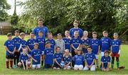 22 July 2015; Leinster rugby players Cathal Marsh and Josh Van Der Flier visited the Bank of Ireland Summer Camp in Tullow RFC to meet with young players. Pictured are Josh Van Der Flier and Cathal Marsh with players from the camp. Tullow RFC - Blackgate, Tullow, Co. Carlow. Picture credit: Matt Browne / SPORTSFILE