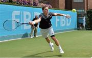 22 July 2015; Sam Barry, Ireland, in action against Julian Cash, England. FBD Irish Men's Open Tennis Championship, Fitzwilliam Lawn Tennis Club, Dublin. Picture credit: Cody Glenn / SPORTSFILE