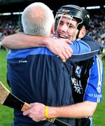 28 September 2008; Sarsfields manager Bertie Og Murphy celebrates with Tadhg Og Murphy at the final whistle. Cork County Senior Hurling Final, Sarsfields v Bride Rovers, Pairc Ui Chaoimh, Cork. Picture credit: Pat Murphy / SPORTSFILE
