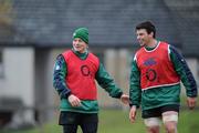 30 October 2008; Brian O'Driscoll and Denis Leamy during Ireland rugby squad training. University of Limerick, Limerick. Picture credit: Matt Browne / SPORTSFILE
