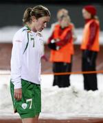 30 October 2008; Republic of Ireland's Ciara Grant leaves the field after the game. Euro 2009 Championship Play-Offs, 2nd Leg, Iceland v Republic of Ireland, Laugardalsvöllur Stadium, Reykjavik, Iceland. Picture credit: Stefan Karlsson / SPORTSFILE