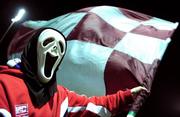 31 October 2008; A Drogheda United fan waves his flag before the start of the game. eircom League Premier Division, Drogheda United v Finn Harps, United Park, Drogheda. Photo by Sportsfile