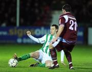 31 October 2008; Alan Cawley, Bray Wanderers, in action against Greg O'Halloran, Cobh Ramblers. eircom League Premier Division, Bray Wanderers v Cobh Ramblers, Carlisle Grounds, Bray. Picture credit: David Maher / SPORTSFILE