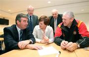 30 October 2008; Department of Education Minister Caitriona Ruane, centre, along with Ulster GAA Council President, Tom Daly, PRO, Michael Hasson, Secretary, Danny Murphy and Ulster GAA Council Director of coaching and games Dr Eugene Young at a GAA/IFA Schools Coaches training day. Meadowbank Sports Arena, Magherafelt, Co. Derry. Picture credit: Oliver McVeigh / SPORTSFILE