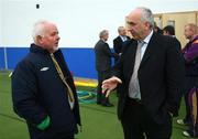 30 October 2008; Ulster Council GAA secretary Danny Murphy, right, along with Roy Millar, IFA Director of Coaching, at a GAA / IFA Schools Coaches training day. Meadowbank Sports Arena, Magherafelt, Co. Derry. Picture credit: Oliver McVeigh / SPORTSFILE