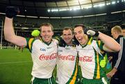 31 October 2008; Irish players, from Armagh, Ciaran McKeever, Steven McDonnell and Aaron Kernan celebrate victory. Toyota International Rules Series, Australia v Ireland, Melbourne Cricket Ground, Melbourne, Australia. Picture credit: Ray McManus / SPORTSFILE