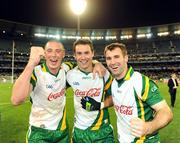 31 October 2008; Kieran Donaghy, Kerry, Finian Hanley, Galway, and Bryan Cullen, Dublin, celebrate the Ireland victory. Toyota International Rules Series, Australia v Ireland, Melbourne Cricket Ground, Melbourne, Australia. Picture credit: Ray McManus / SPORTSFILE